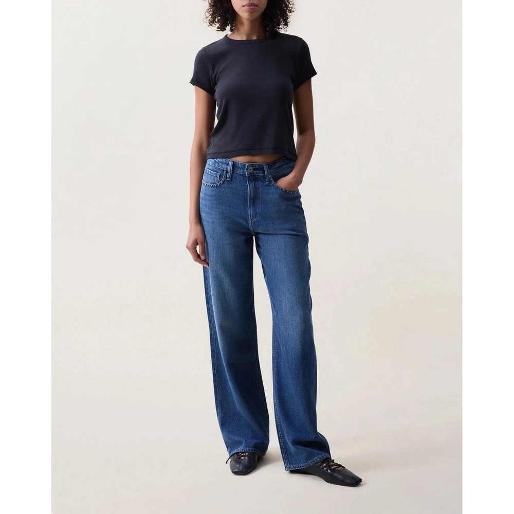 Rag & Bone Lori Midrise Wide Leg Jeans in Medium Wash Women 28 NWT $258